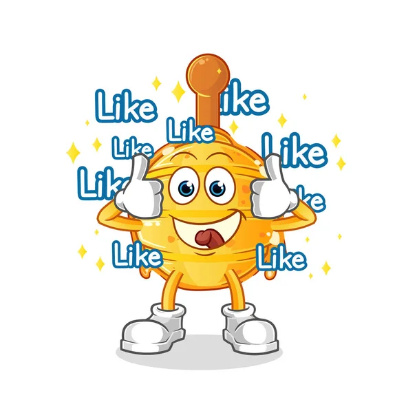 Wooden Honey Dipper Give Lots Likes Cartoon Vector — Stock Vector