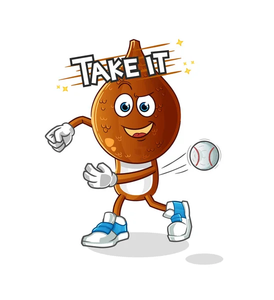 Serpente Frutta Testa Cartone Animato Lancio Vettore Baseball Personaggio Del — Vettoriale Stock