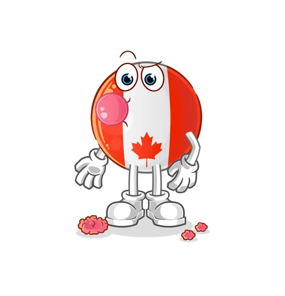 Canada Bandera Goma Mascar Vector Personaje Dibujos Animados — Vector de stock