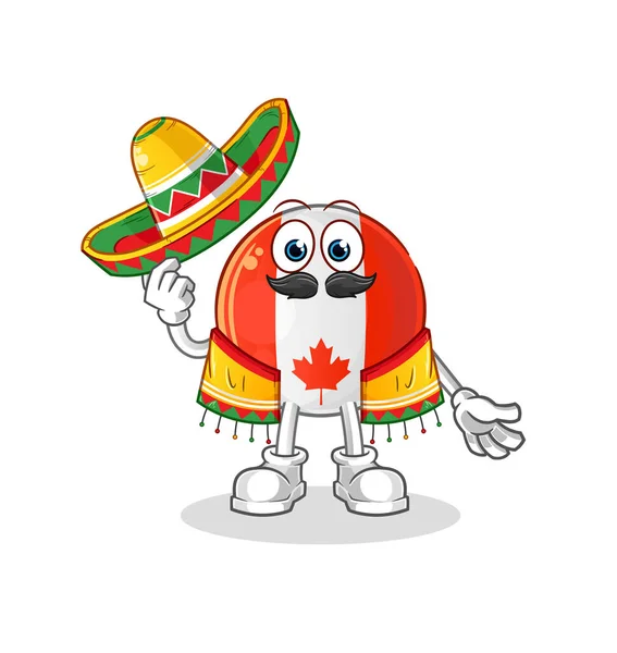 Canada Vlag Mexicaanse Cultuur Vlag Tekenfilm Mascotte Vector — Stockvector
