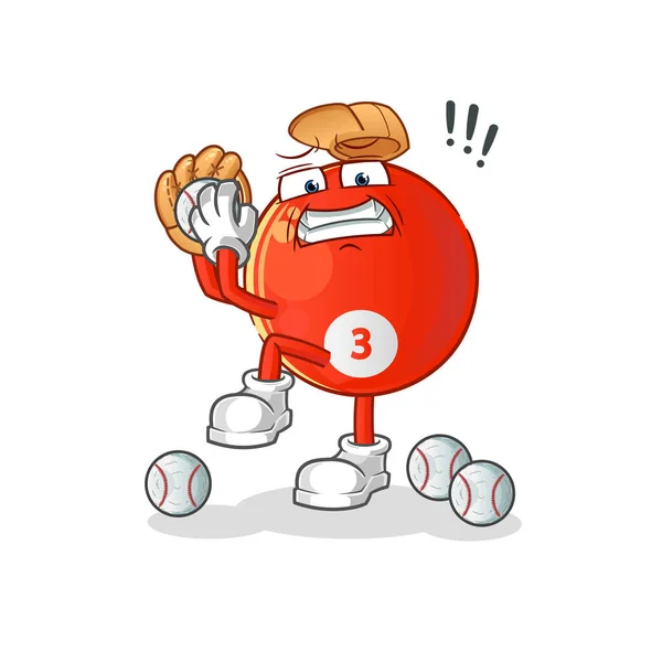 Balle Billard Rouge Lanceur Baseball Dessin Animé Vecteur Mascotte Dessin — Image vectorielle