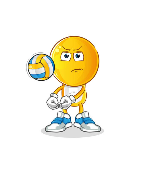 emoticon head cartoon play volleyball mascot. cartoon vector