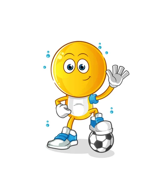 Emoticon Kopf Karikatur Fußball Spielen Illustration Zeichenvektor — Stockvektor