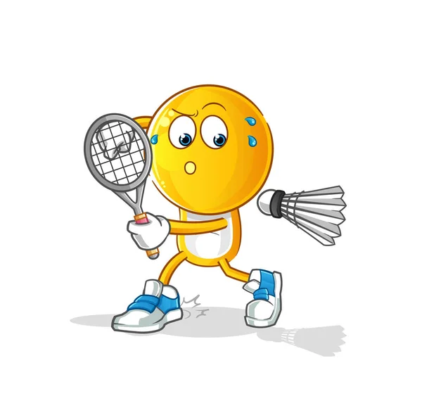 Emotikonowa Głowa Kreskówki Grająca Ilustrację Badmintona Wektor Charakteru — Wektor stockowy