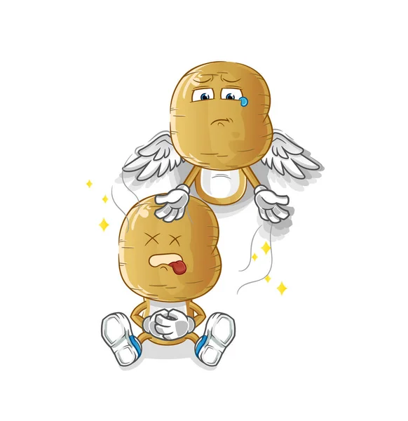 Potato Head Cartoon Spirit Leaves Body Mascot Cartoon Vector — Stock Vector