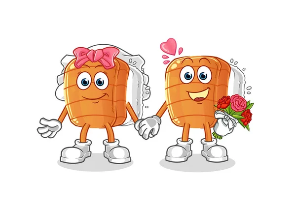 Desenhos Animados Casamento Sushi Vetor Mascote Desenhos Animados — Vetor de Stock