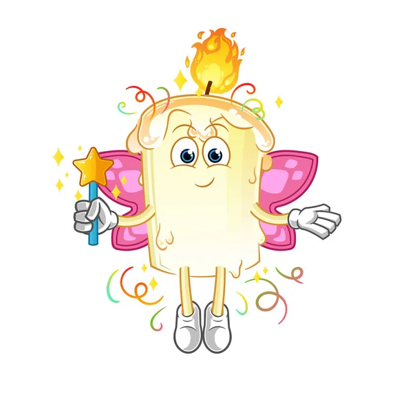 Candle Fairy Wings Stick Cartoon Mascot Vector — Stock Vector