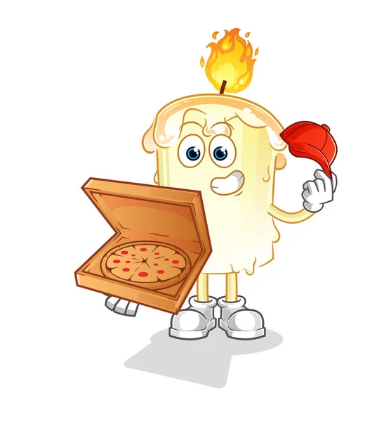 Dostawca Pizzy Świecami Wektor Postać Kreskówki — Wektor stockowy