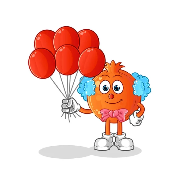 Pomegranate Clown Balloons Vector Cartoon Character — Stock Vector