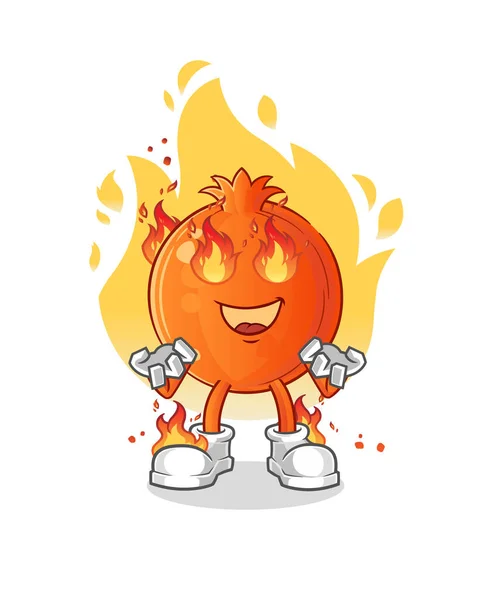 Pomegranate Fire Mascot Cartoon Vector — Stock Vector