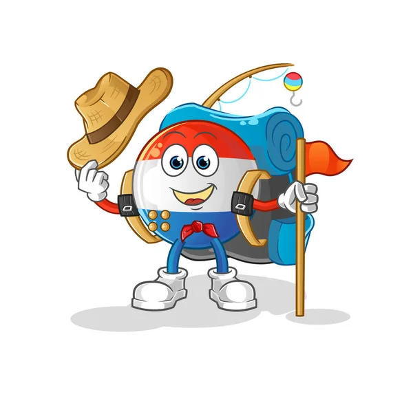 Vector Explorador Bandera Holandesa Personaje Dibujos Animados — Vector de stock