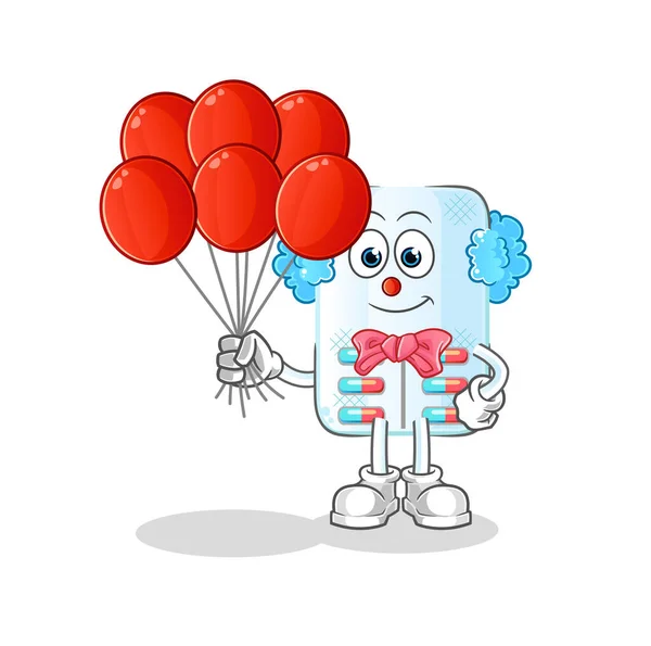 Medicine Clown Balloons Vector Cartoon Character — Stock Vector