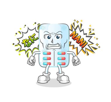 ilaç anime kızgın vektör. çizgi film karakteri