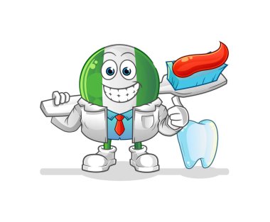 Nijerya bayrak dişçisi illüstrasyonu. karakter vektörü