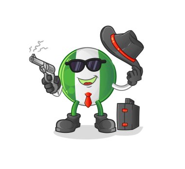 Silahlı Nijerya bayrağı mafyası. çizgi film maskotu vektörü