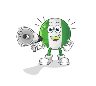 Nijerya bayrağı hoparlör vektörünü tutuyor. çizgi film karakteri