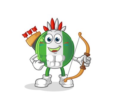 Nijerya bayrağı yerli Amerikan kabilesi. çizgi film maskotu vektörü