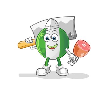 Nijerya bayrağı Kasap illüstrasyonu. karakter vektörü