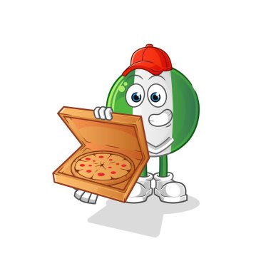 Nijerya bayrağı pizzacı çocuk vektörü. çizgi film karakteri