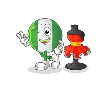 Nijerya bayrağı moda tasarımcısı vektörü. çizgi film karakteri