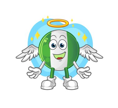 Kanat vektörlü Nijeryalı bayrak meleği. çizgi film karakteri