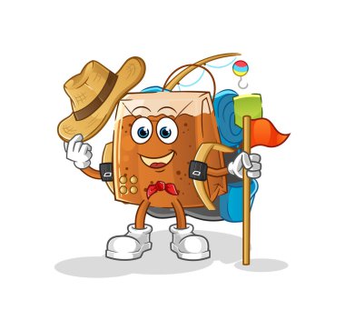 Çay poşeti izci vektörü. çizgi film karakteri