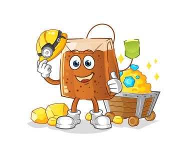 Altın karakterli bir madenci. çizgi film maskotu vektörü