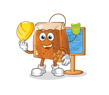 çay poşeti mimar çizimi. karakter vektörü