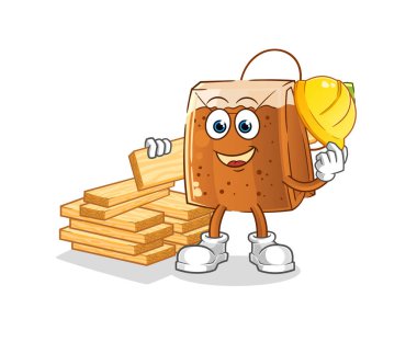 Çay poşeti üreticisi vektörü. çizgi film karakteri