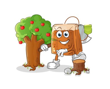 çay poşeti marangoz çizimi. karakter vektörü