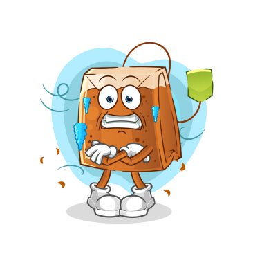 Çay poşeti soğuk illüstrasyon. karakter vektörü