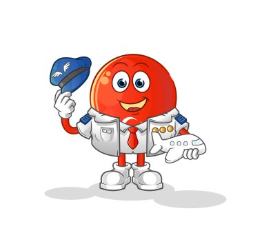 Türk bayrak pilotu maskotu. çizgi film vektörü