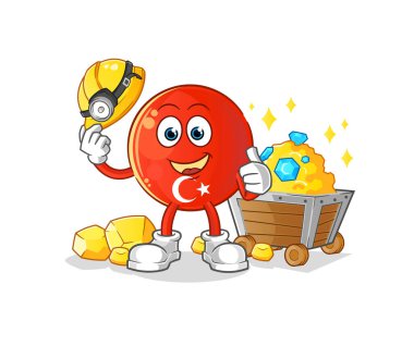 Altın karakterli Türk bir madenci. çizgi film maskotu vektörü