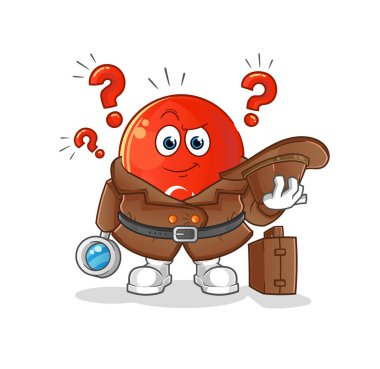 Türk bayrağı dedektif vektörü. çizgi film karakteri