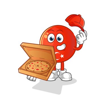 Türk bayrağı pizzacı çocuk vektörü. çizgi film karakteri