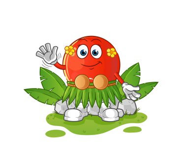 Türkçe Hawai bayrağı sallayan karakter. çizgi film maskotu vektörü