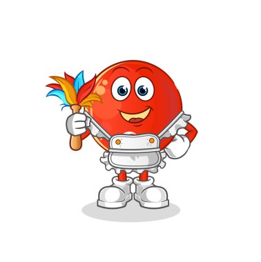 Türk bayraklı hizmetçi maskotu. çizgi film vektörü