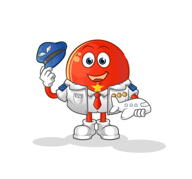 Vietnam bayrağı pilotu maskotu. çizgi film vektörü