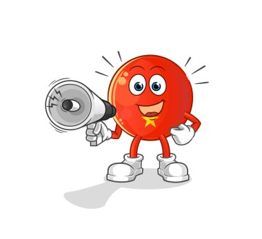 Vietnam bayrağı hoparlör vektörünü tutuyor. çizgi film karakteri