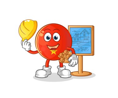 Vietnam bayrağı mimar çizimi. karakter vektörü