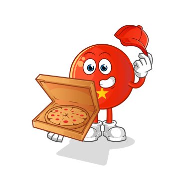 Vietnam bayrağı pizzacı çocuk vektörü. çizgi film karakteri