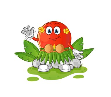 Vietnam bayrağı, Hawaii 'li el sallayan karakter. çizgi film maskotu vektörü