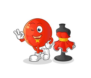 Vietnam bayrağı moda tasarımcısı vektörü. çizgi film karakteri