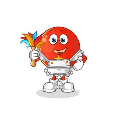 Vietnam bayrağı hizmetçisi maskotu. çizgi film vektörü