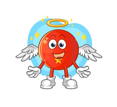 Kanat vektörlü Vietnam bayrağı meleği. çizgi film karakteri