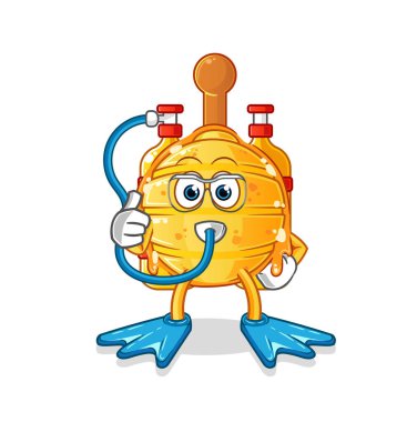 Tahta Bal Avcısı dalgıç çizgi filmi. çizgi film maskotu vektörü