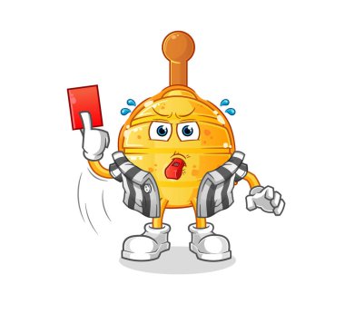 Ahşap Bal Dipper hakemi ve kırmızı kart çizimi. karakter vektörü