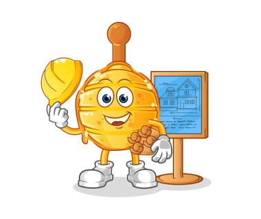 Ahşap Bal Dipper Mimarı çizimi. karakter vektörü