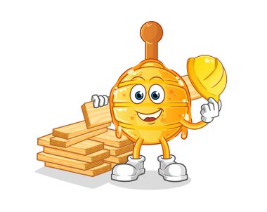 Ahşap balayı üreticisi vektörü. çizgi film karakteri