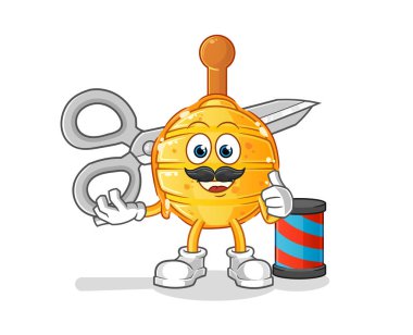 Ahşap ballı berber çizgi filmi. çizgi film maskotu vektörü